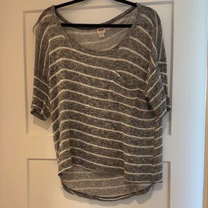 Mossimo Supply Co. Charcoal and White Striped Long Sleeve Top